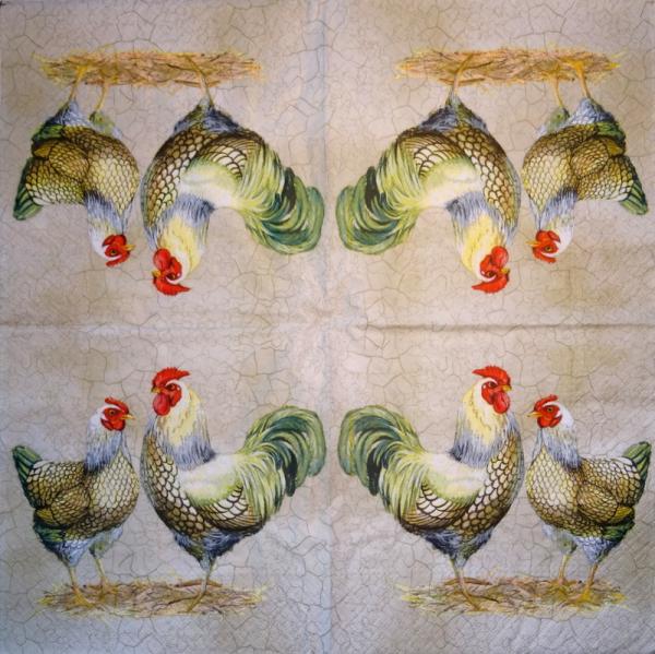 014 Rooster,  Hen - 3 ply - Paw